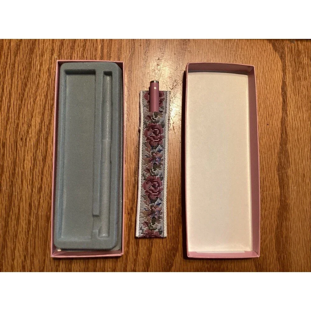 vtg sheaffer dusty rose pink white dot ladies pen tapestry case and case and box
